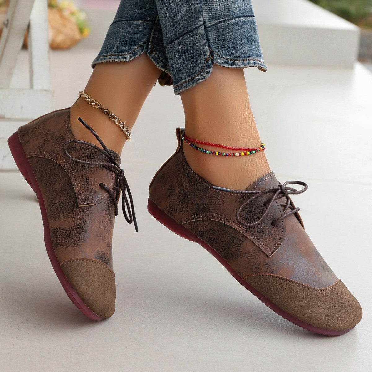 OrthoCare Women’s Vintage Lace-Up Flats – Soft Comfort Casual Oxford Shoes