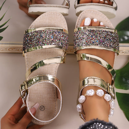 Ismerie | Women’s Orthopedic Glitter Pearl Platform Sandals