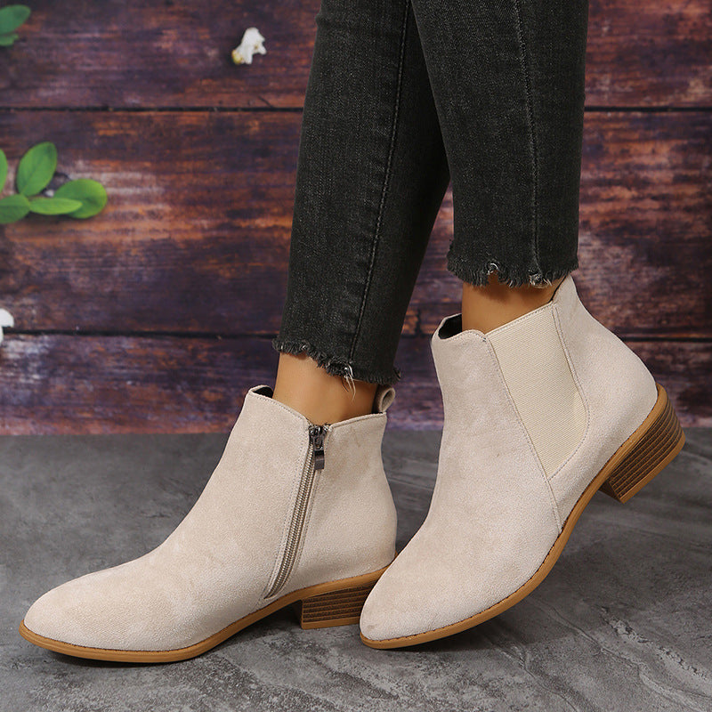 OrthoCare Suede Ankle Boots - Thick Heel Comfort