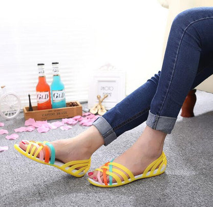 OrthoCare Colorful Criss-Cross Flat Slide Sandals