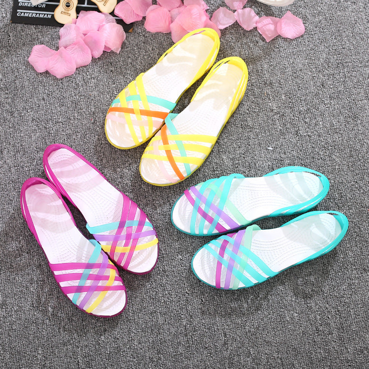 OrthoCare Colorful Criss-Cross Flat Slide Sandals