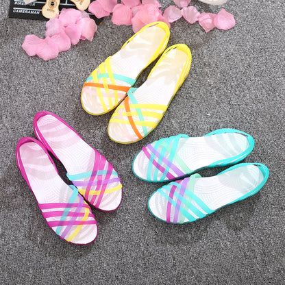 OrthoCare Colorful Criss-Cross Flat Slide Sandals