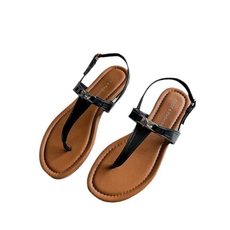 Tivielle | Women’s Orthopedic Rhinestone Toe Ring Flat Sandals
