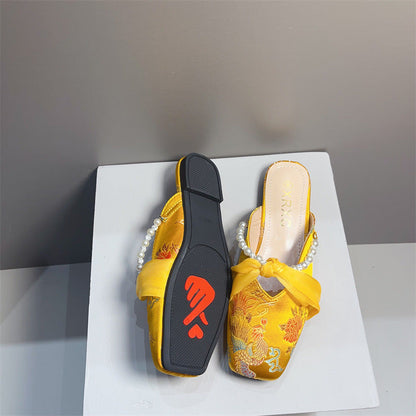 OrthoCare Embroidered Slipper - Square Toe Comfort