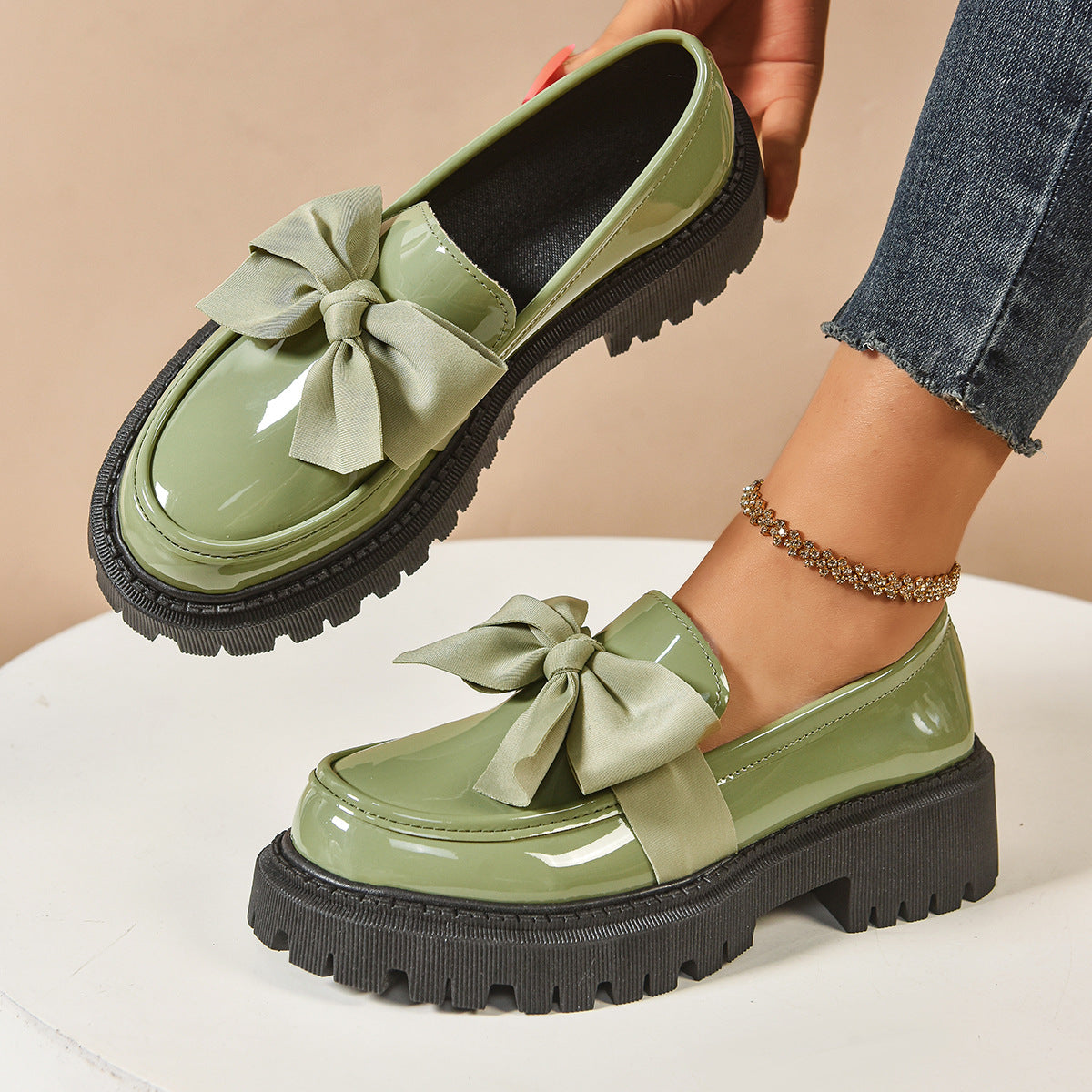 OrthoCare Vintage Loafers With Bow - Unique Elegance