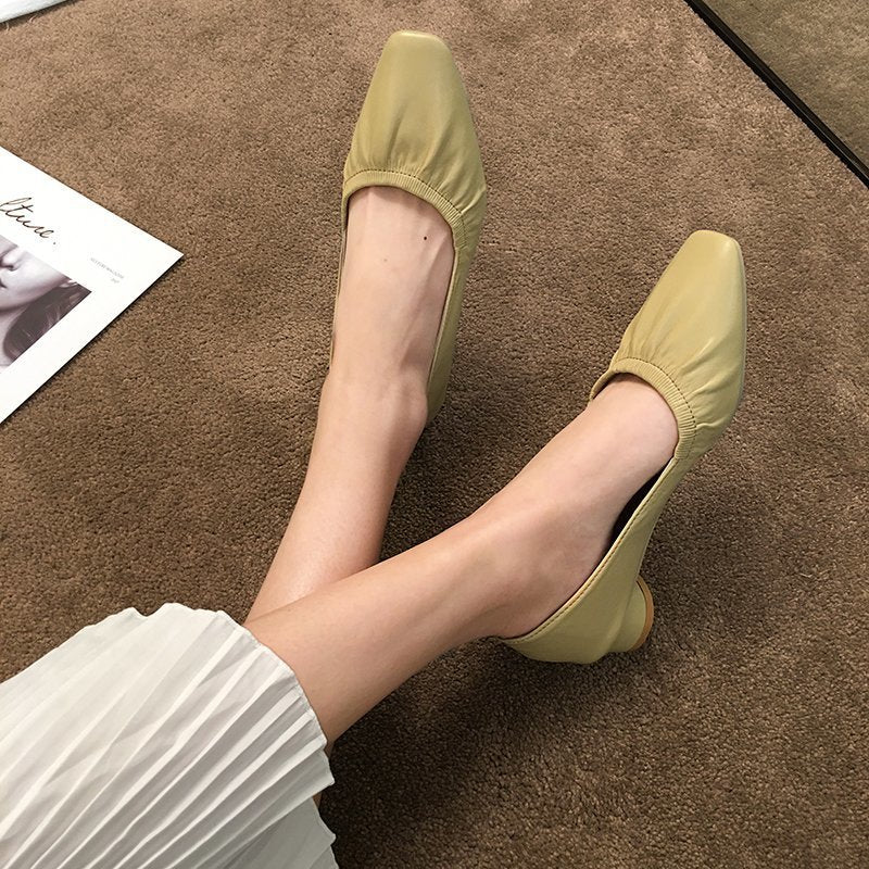Orthopedic Low Heel Flats – Soft Leather Comfort Slip-On Dress Shoes