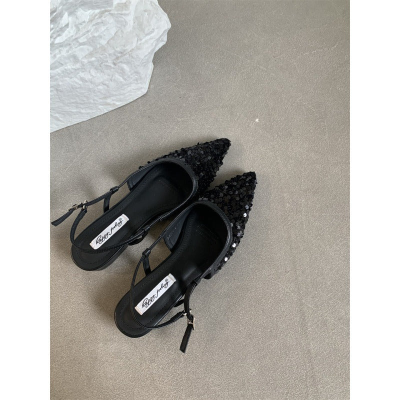 OrthoCare Silver Sequined Pumps - Unique French Style