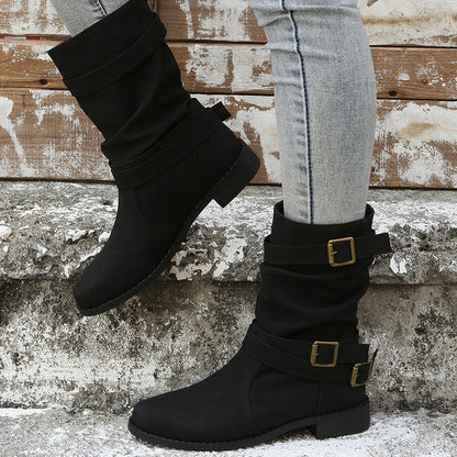 OrthoCare Vintage Low Heel Boots With Adjustable Buckle