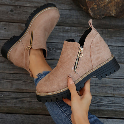 OrthoCare Suede Ankle Boots - Side Zipper Comfort