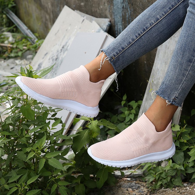 Orthopedic Knit Slip-On Sneakers – Lightweight Breathable Comfort Walking Shoes