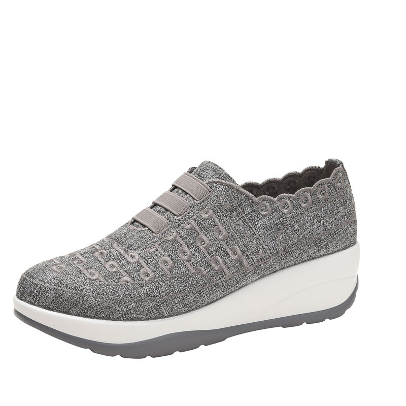 OrthoCare Women’s Wedge Slip-On Sneakers – Lace Detail Comfort Walking Shoes
