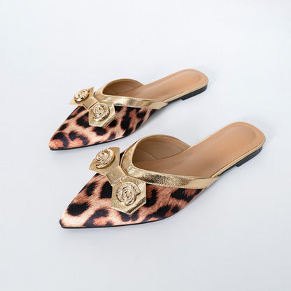 OrthoCare | Metallic Bow Pointed Toe Mule Flats