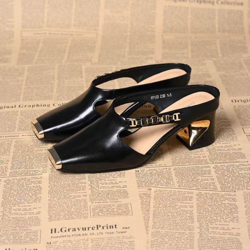 Petronella | Women’s Orthopedic Cutout Slingback Block Heel Mules