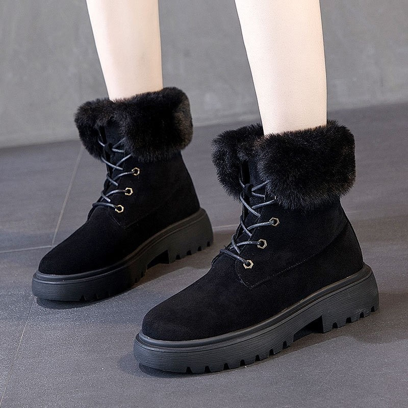 Karina | Orthopedic Foldable Fur Suede Chunky Winter Boots