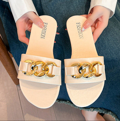 OrthoCare | Chain Detail Flat Slide Sandals