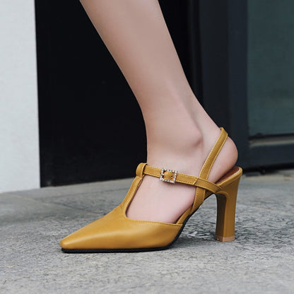Arwen | Women’s Orthopedic Pointed Toe T-Strap Slingback Pumps