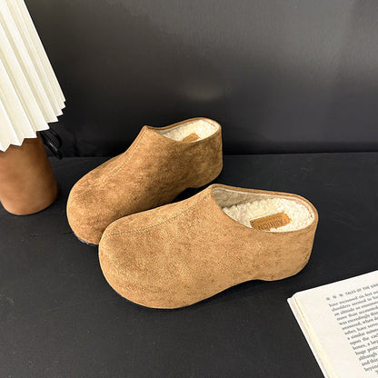OrthoCare Trendy Chunky-Heeled Slippers With Faux Fur Lining