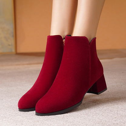 OrthoCare Suede Boots - Pointed Toe, Side Zipper