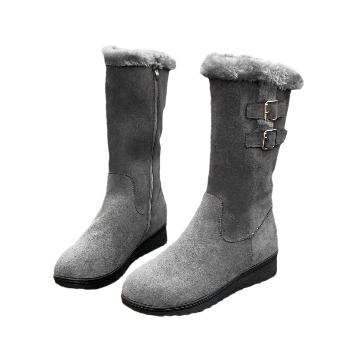 Minh | Orthopedic Faux-Fur Buckle Mid-Calf Winter Boots