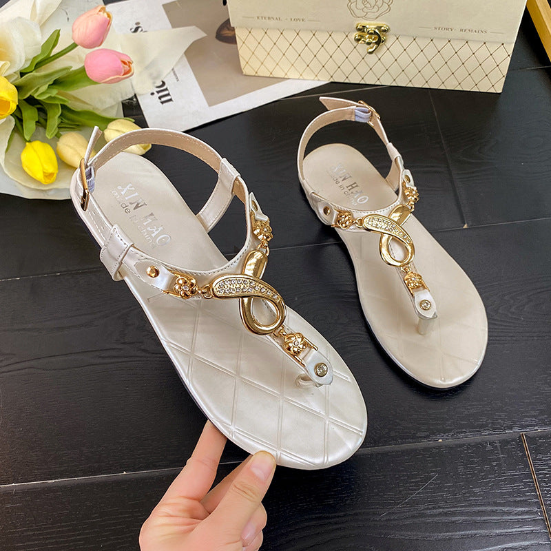 Violetta | Women’s Orthopedic Rhinestone Toe Ring Flat Sandals