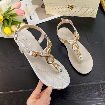 Violetta | Women’s Orthopedic Rhinestone Toe Ring Flat Sandals