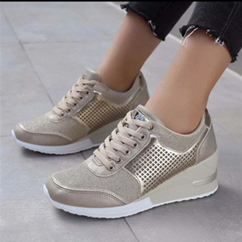 OrthoCare Lace-Up Sneakers With Wedge Heels