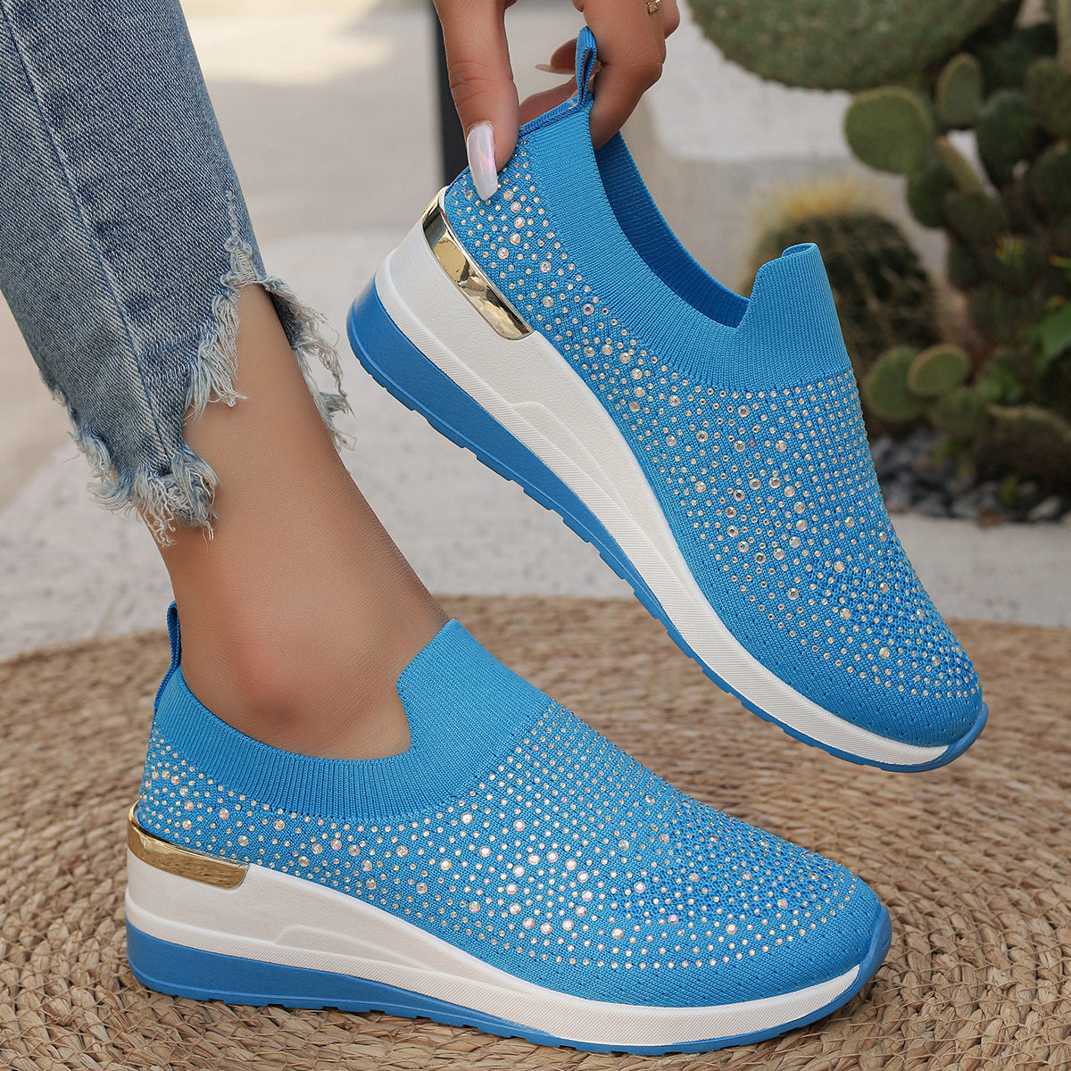 OrthoCare Rhinestone Slip-On Sneakers – Sparkly Lightweight Walking Shoes