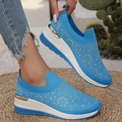 OrthoCare Rhinestone Slip-On Sneakers – Sparkly Lightweight Walking Shoes