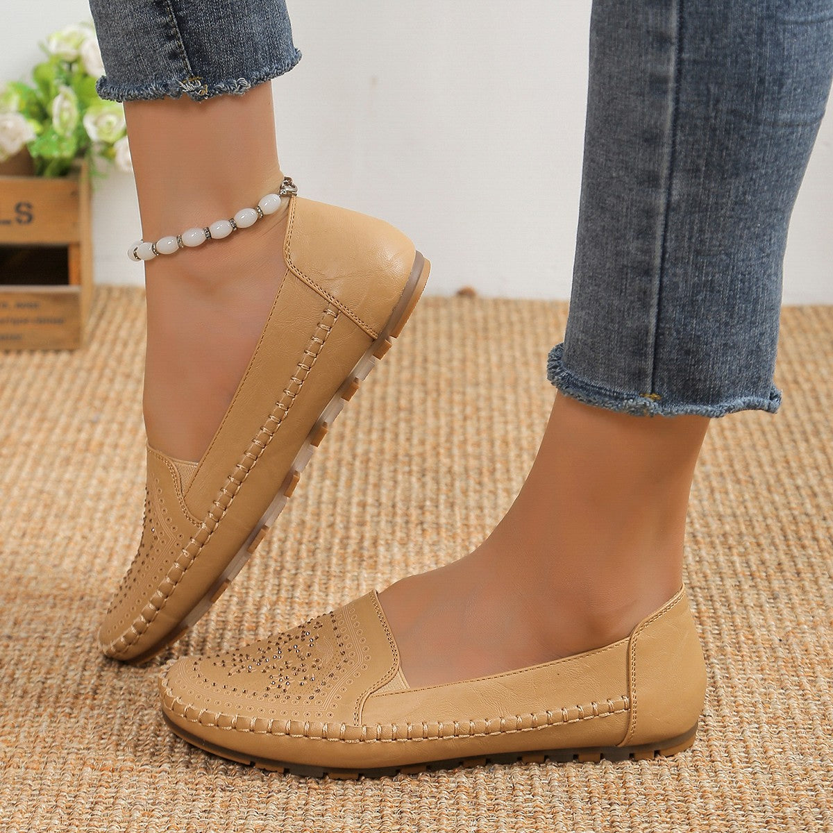 OrthoCare Casual Gommino Handmade Shoes In Solid Color