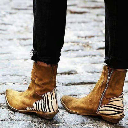 OrthoCare Pointed Low Heel Boots - Side Zip Comfort