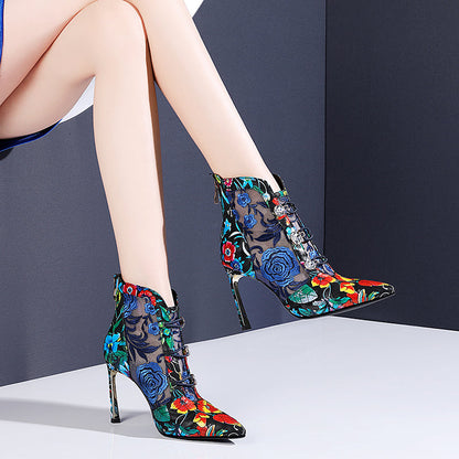 OrthoCare Leather Floral High Heel Sandals