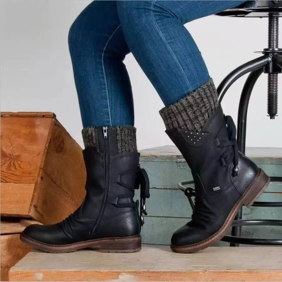 Marilyn | Suede Knit-Cuff Orthopedic Winter Boots