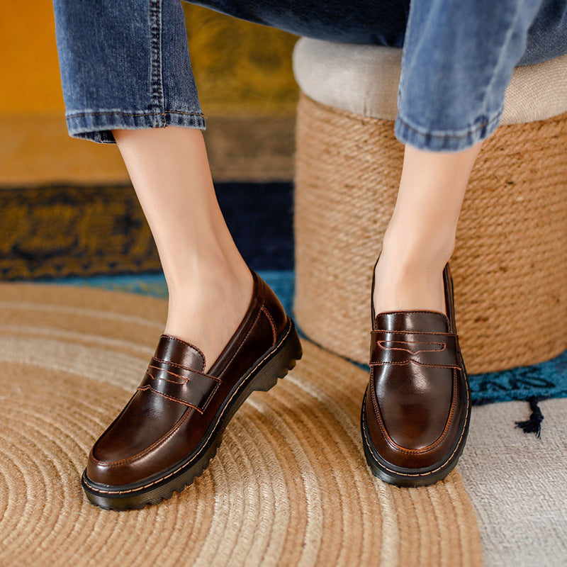 OrthoCare Leather Loafers - Round Toe Low Heel