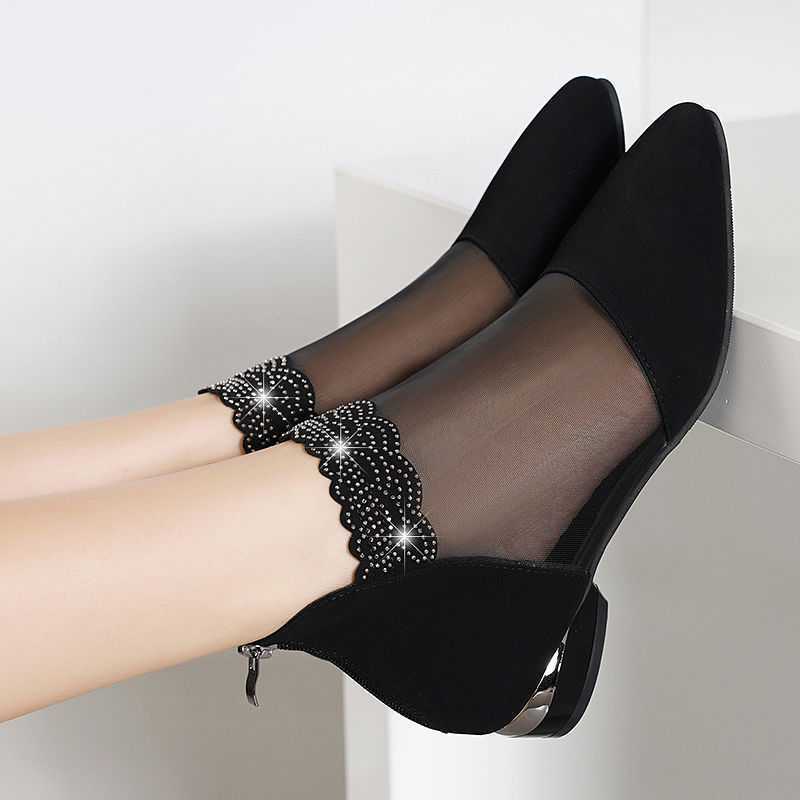 Zinnara | Women’s Orthopedic Mesh Pointed Toe Low Heel Pumps