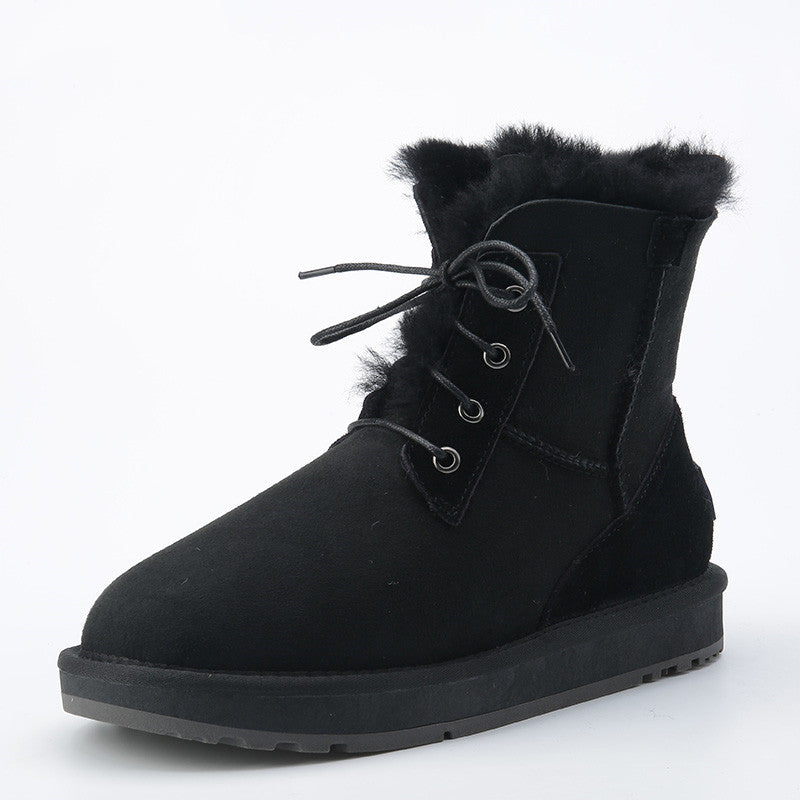 Alina | Orthopedic Fur-Lined Suede Lace-Up Winter Boots