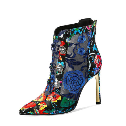 OrthoCare Leather Floral High Heel Sandals