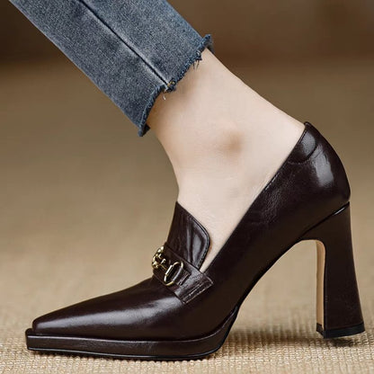 OrthoCare Retro Chunky Heeled Professional Pumps