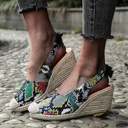Benilde | Women’s Orthopedic Printed Espadrille Wedge Slingback Sandals