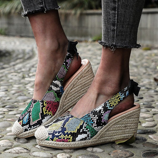 Benilde | Women’s Orthopedic Printed Espadrille Wedge Slingback Sandals
