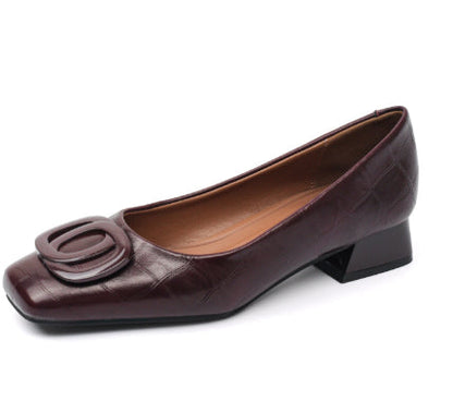 OrthoCare Leather Pumps - Square Toe Low Heel