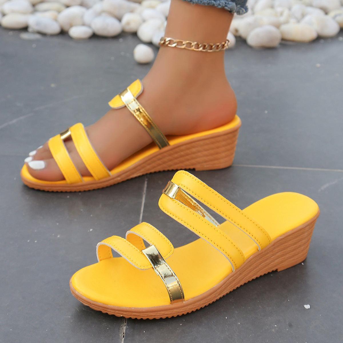 Jorielle | Women’s Orthopedic Strappy Wedge Slide Sandals