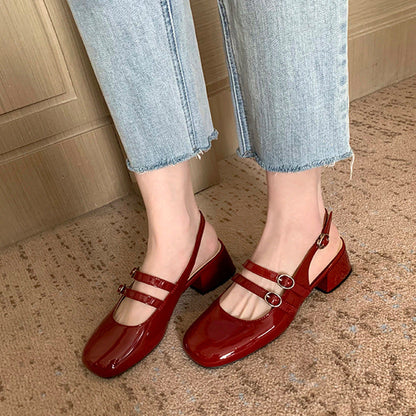 OrthoCare | Glossy Mary Jane Strap Flats