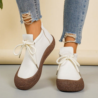 OrthoCare Vintage Lace-Up Ankle Boots – Soft Leather Comfort Walking Shoes