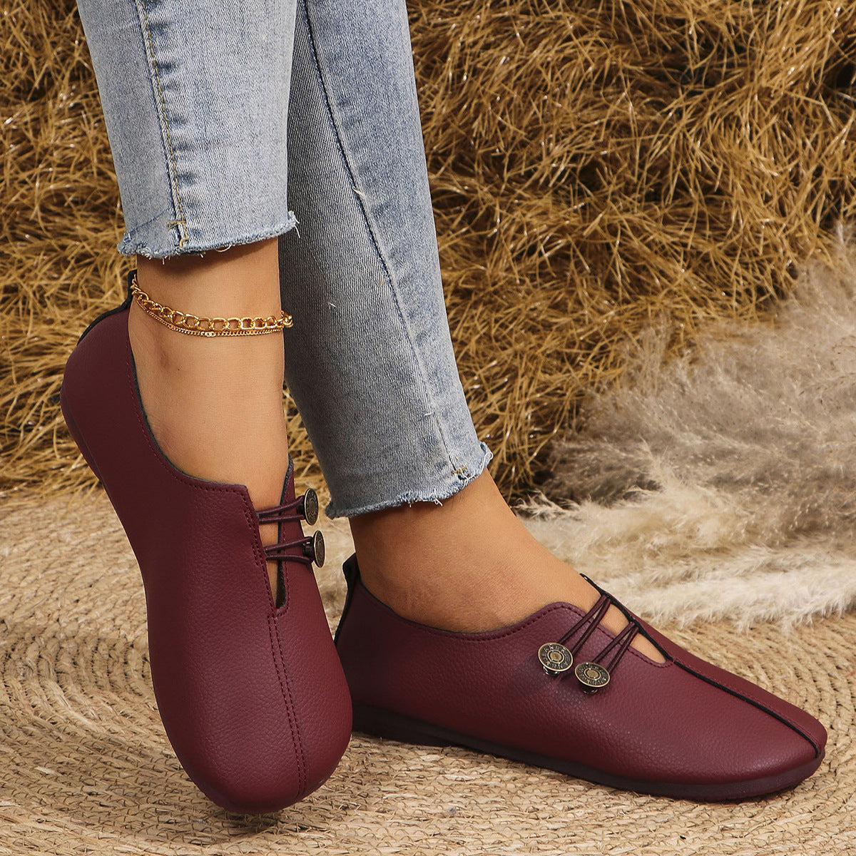 Riviera | Women’s Orthopedic Vintage Button Accent Comfort Loafers