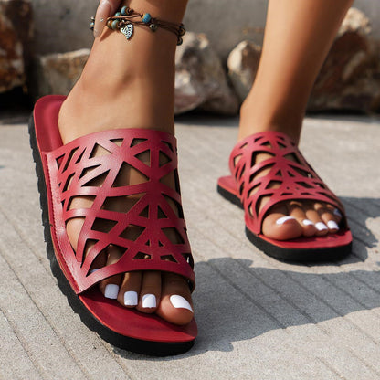 OrthoCare Cutout Peep Toe Mule Sandals