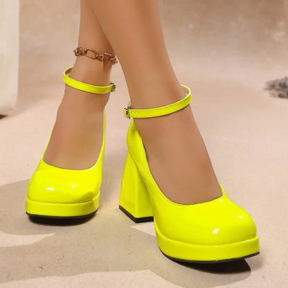 Evaniah | Women’s Orthopedic Patent Mary Jane Block Heels