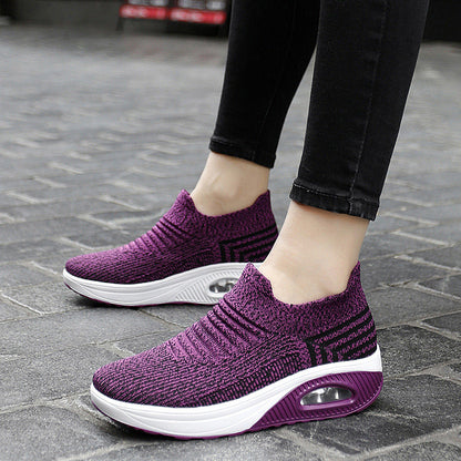 Orthopedic Air Cushion Slip-On Sneakers – Breathable Knit Lightweight Walking Shoes