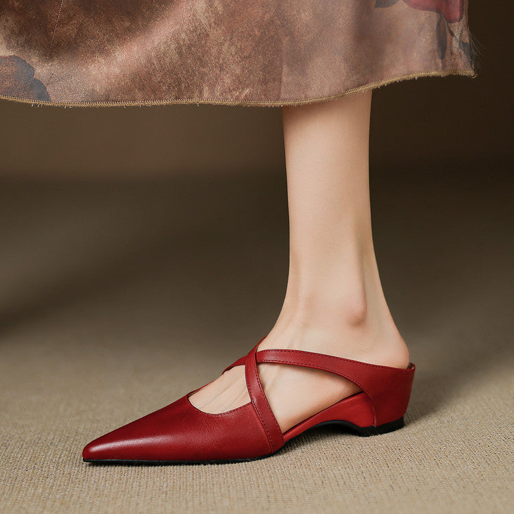 OrthoCare Cowhide Mules - Pointed Toe Comfort