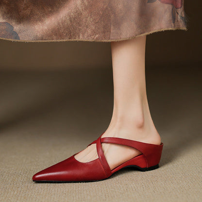 OrthoCare Cowhide Mules - Pointed Toe Comfort