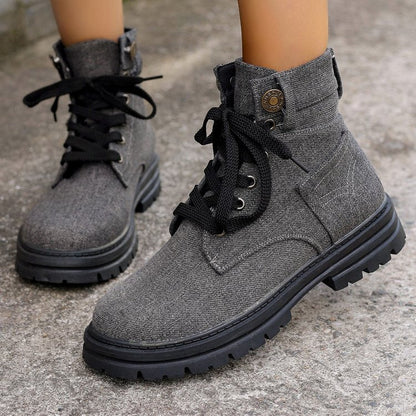 Morgaine | Urban Lace-Up Orthopedic Canvas Ankle Boots